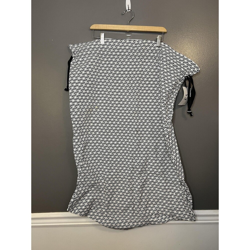 Nordstrom Cloth Laundry Bag Large White Black Geometric Reusable Drawstring Bag